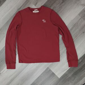 Abercrombie & Fitch Muscle Fit Red Pullover Long Sleeve Shirt Mens Medium Cotton